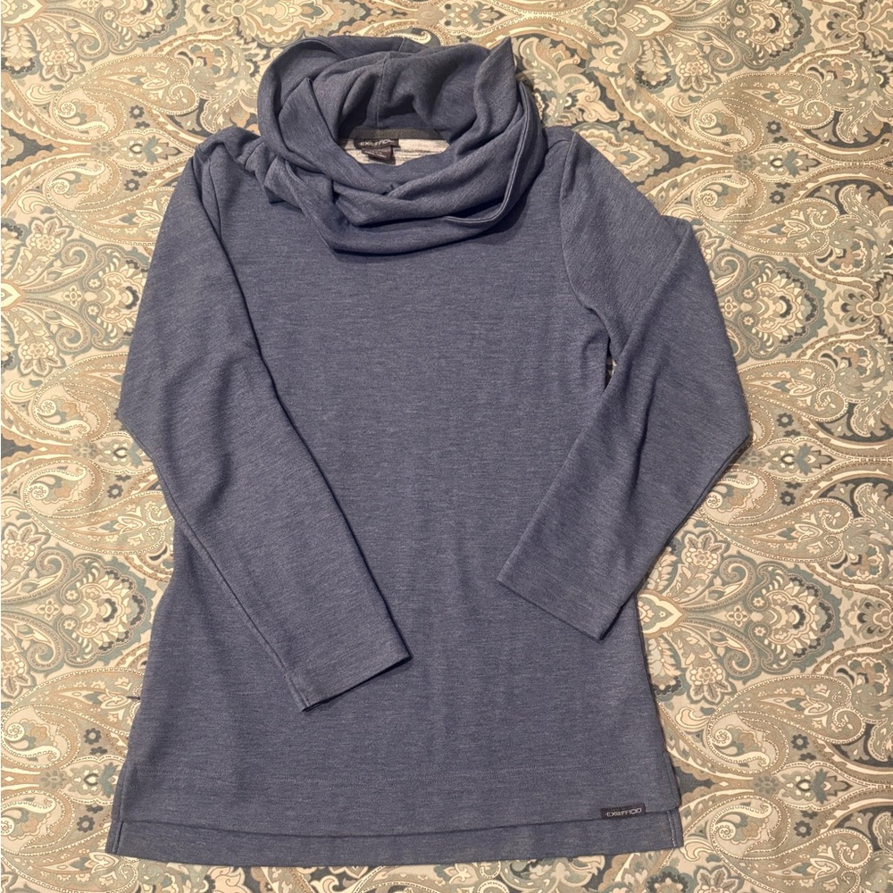 Exofficio Blue top with ruched neck